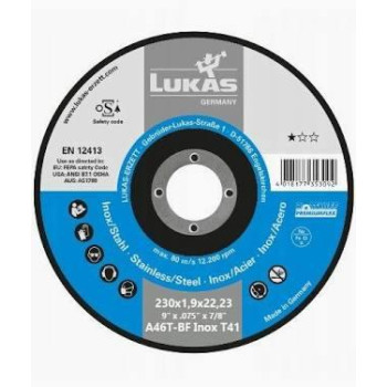 Відрізний диск LUKAS INOX 230×1.9×22.23 мм по нержавійці