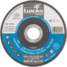 Відрізний круг LUKAS Base-X T41 125×1,0×22,23 мм по металу